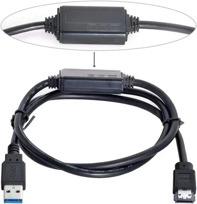 Alt view image 4 of 5 - JAENFONG USB 3.0 to eSATA Adapter USB to HDD/SSD/ODD Converter eSATA to USB Cable