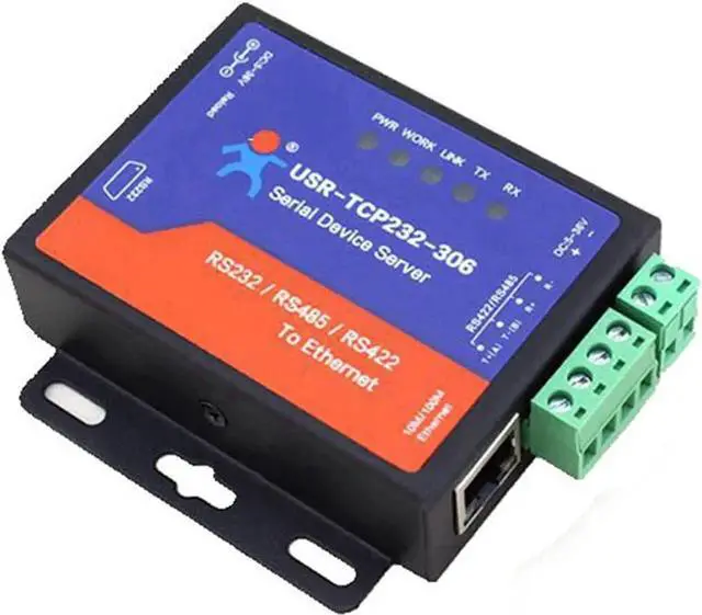 Main image of JAENFONG USR-TCP232-306 Serial Port RS232/RS485/RS422 to TCP Converter with DHCP and Built-in Webpage with 5V 3A Power Supply (1PCS)