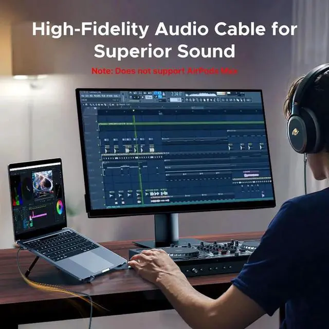 Alt view image 7 of 7 - USB C to Aux Type C to 3.5mm Audio Adapter Hi-Res 32bit/384KHz Stereo Cord Headphone Male Car Auxiliary Cable Compatible with iPhone 17 16 15 Pro Max Galaxy S25 S24 Ultra iPad Pixel 9 3.3FT