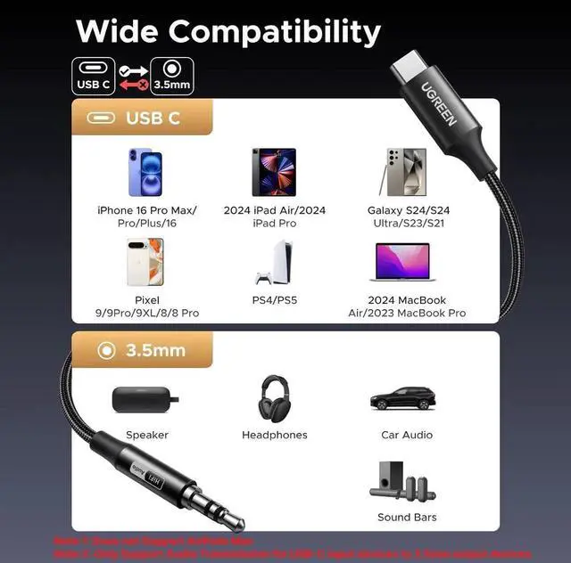 Alt view image 5 of 7 - USB C to Aux Type C to 3.5mm Audio Adapter Hi-Res 32bit/384KHz Stereo Cord Headphone Male Car Auxiliary Cable Compatible with iPhone 17 16 15 Pro Max Galaxy S25 S24 Ultra iPad Pixel 9 3.3FT