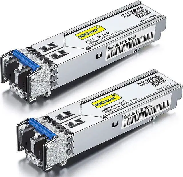 Main image of 1.25G SFP Transceiver 1000Base-LX, 1310nm SMF, up to 10 km, for GLC-LH-SMD, Meraki MA-SFP-1GB-LX10, Ubiquiti UniFi, Fortinet, Mikrotik, D-Link, Netgear, TP-Link TL-SM311LS and More, Pack of 2