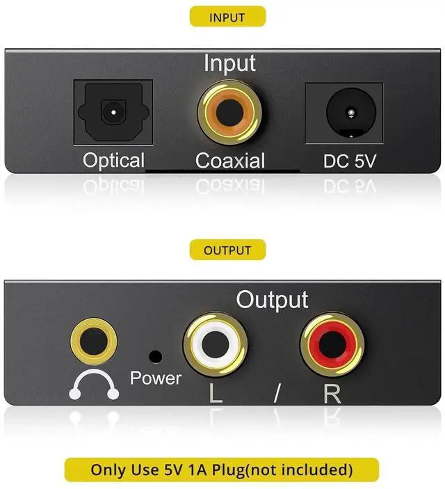 Alt view image 5 of 7 - 192KHz Digital to Analog Audio Converter DAC Digital SPDIF Optical to Analog L/R RCA Converter Toslink Optical to 3.5mm Jack Adapter for PS3 HD DVD PS4 Amp TV Home Cinema
