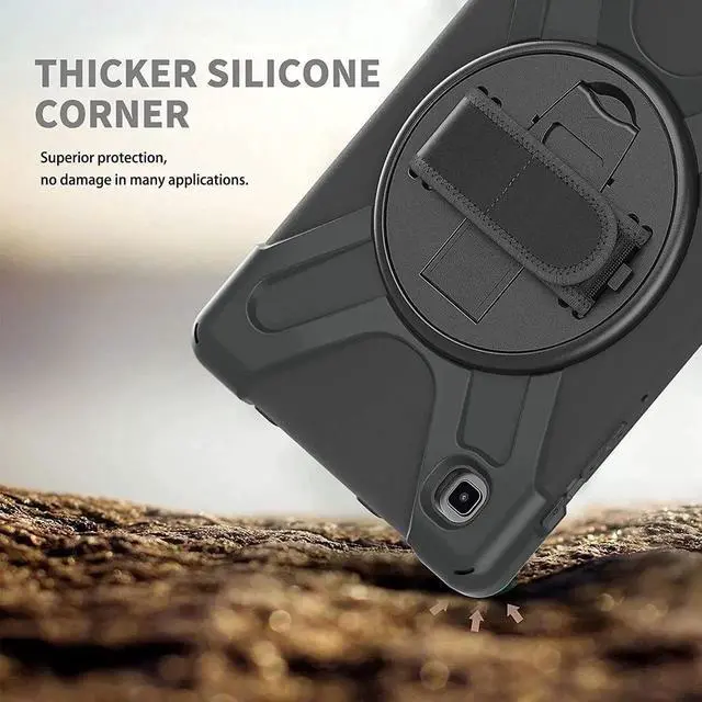 Alt view image 4 of 7 - JAENFONG Galaxy Tab A7 8.7 T220 Shield Case, Shockproof Heavy Duty Impact Drop Protection Case Cover for Samsung Galaxy Tab A 7 SM-T220 SM-T225 (Black/Black)