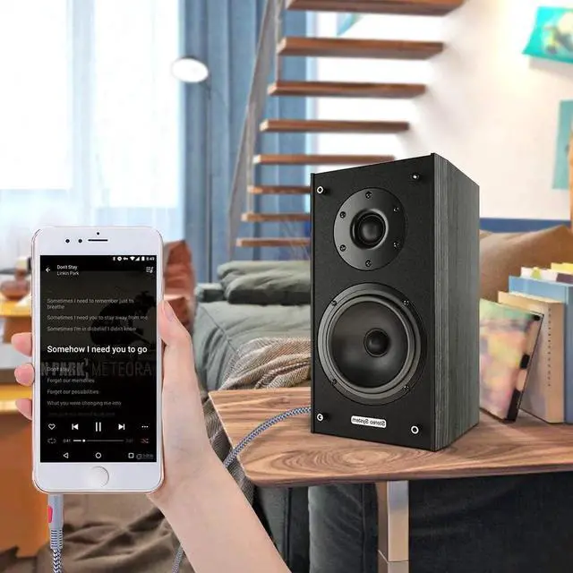 Alt view image 7 of 7 - 3.5mm Aux Audio Cable 50 ft - Nylon Braid Male to Male 1/8 Shielded AUX Headphone Extension Cord for Outdoor Auxillary Stereo