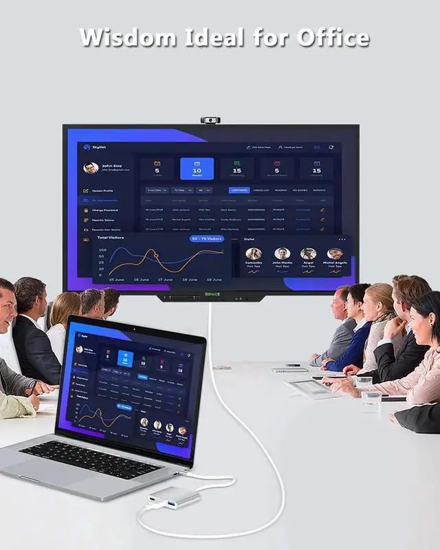 Alt view image 5 of 7 - USB C to HDMI Multiport Adapter w/USB 3.0 & PD 100W Quick Charging Port -Thunderbolt 3 4K Digital AV Converter Type-C Hub for Mac MacBook Air XPS iPad Pro Galaxy S20 Dex Projector TV Monitor