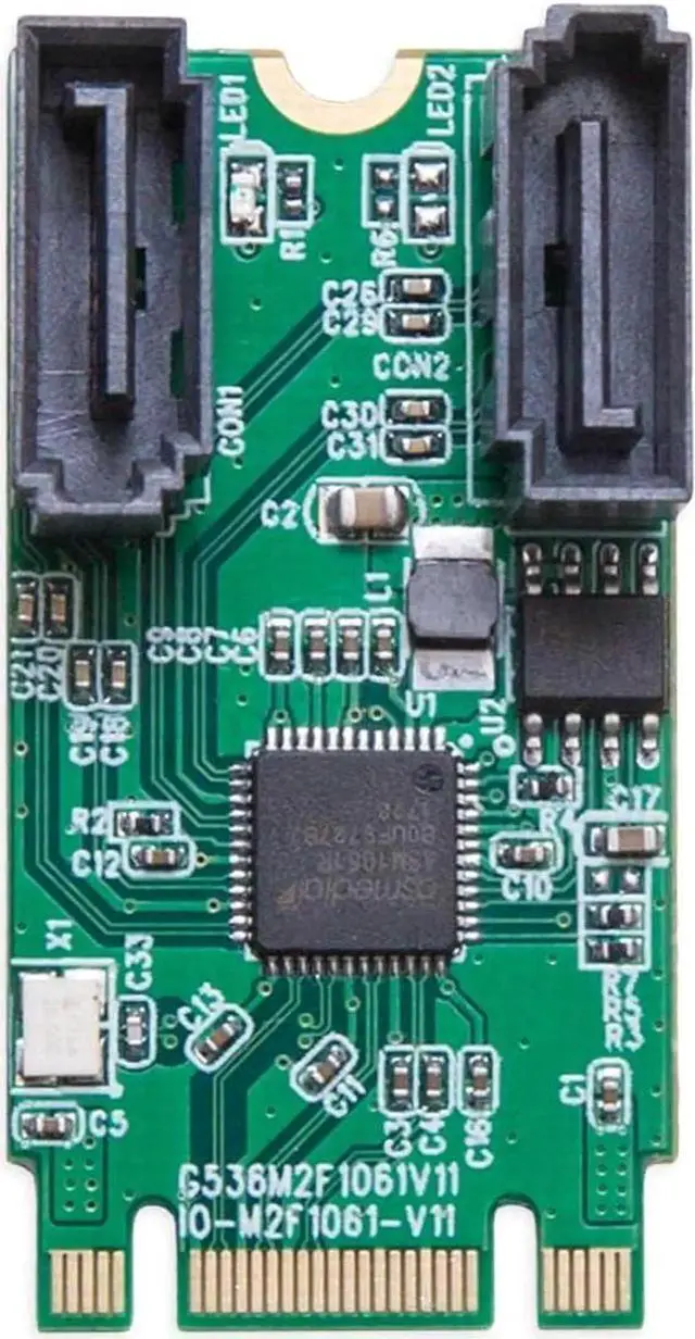 Alt view image 6 of 6 - JAENFONG M.2 B+M Key 22x42 PCIe Bus to 2 Ports SATA 6 G III RAID Expansion Card Chipset ASM1061R, M.2 M-Key/B-Key SI-ADA40126