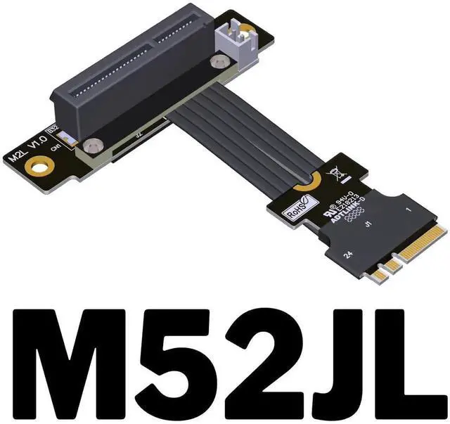 Alt view image 3 of 5 - JAENFONG ADT-Link M.2 Key A+E to PCIe 4.0 x4 Extension Flat Cable for x4 Audio Card/Wireless LAN Card to M.2 A.E Extender (M52JL, 35cm)
