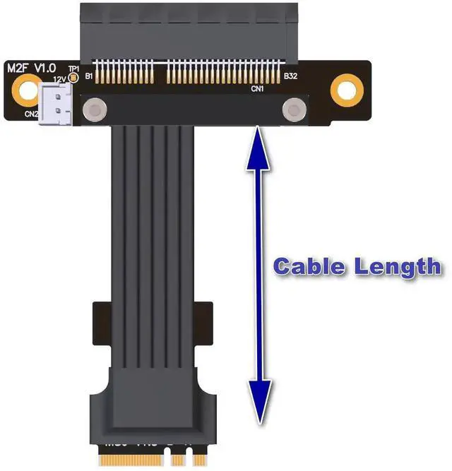 Alt view image 2 of 5 - JAENFONG ADT-Link M.2 Key A+E to PCIe 4.0 x4 Extension Flat Cable for x4 Audio Card/Wireless LAN Card to M.2 A.E Extender (M52JL, 35cm)