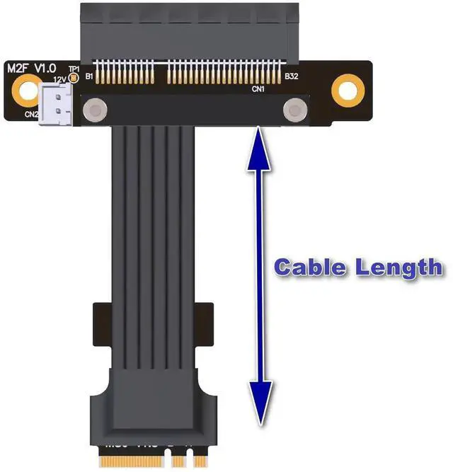 Alt view image 2 of 5 - JAENFONG ADT-Link M.2 Key A+E to PCIe 4.0 x4 Extension Flat Cable for x4 Audio Card/Wireless LAN Card to M.2 A.E Extender (M52JL, 40cm)