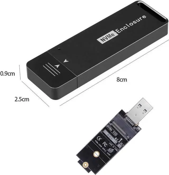 Alt view image 2 of 7 - JAENFONG M.2 2242 2230 SSD Enclosure M.2 PCIe NVME to USB3.1 Type-A Gen 2 Hard Disk External Enclosure for NVMe SSD (Black)