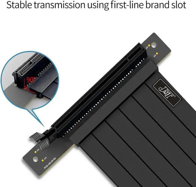 Alt view image 2 of 4 - JAENFONG GPU Riser Cable PCI-E 3.0 16x High Speed Flexible Extender Card Universal 90 Degree Adapter Support 3060 Graphic Card (Black,20cm)
