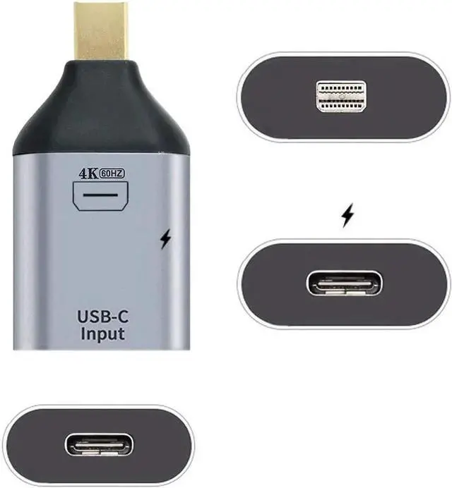 Alt view image 5 of 7 - Cablecc USB-C Type C Female Source to Mini Displayport DP Sink HDTV & PD Power Adapter 4K 60hz 1080p for Phone & Laptop