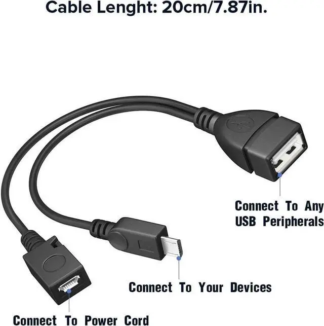 Alt view image 3 of 7 - 2-in-1 Micro USB (OTG Cable with Power) Adapter Replacement for Fire Stick 4K /Host Devices/PlayStation Classic etc- 2 Pack