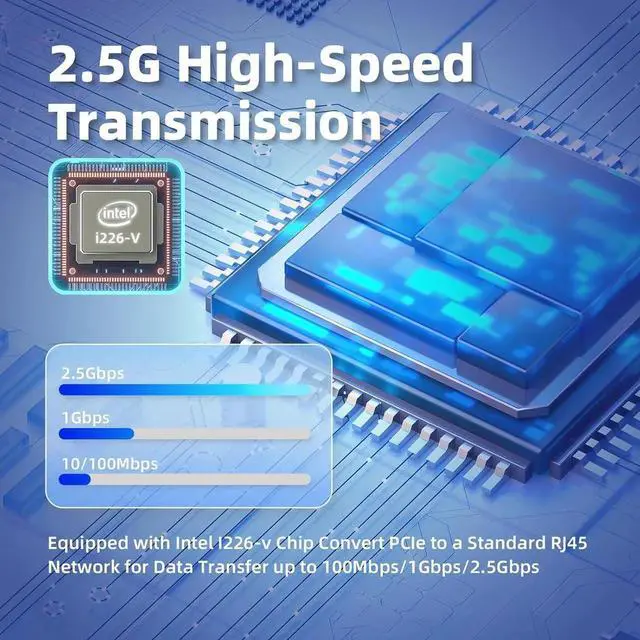 Alt view image 6 of 7 - 2.5Gb PCIe Network Card with Intel I226-V Chip 2.5GBase-T Network Adapter NIC PCIe 3.1 X1 PCI Express Gigabit Ethernet Card for Windows 10/11 Linux Kernel 5.16.18/RHEL8.6 VMware ESXi8.0