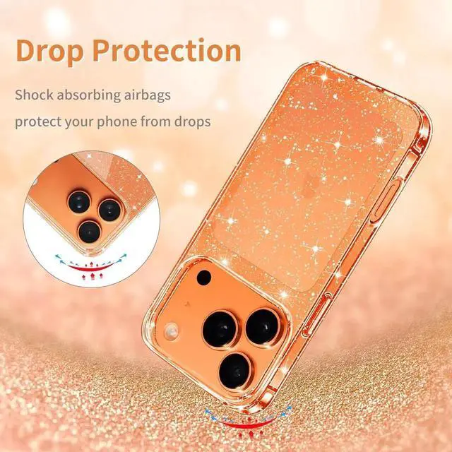 Alt view image 3 of 7 - Compatible with iPhone 17 Pro Max Case Clear Glitter Hard PC Back Shockproof Protective Bumper Cover Sparkle Bling Sparkly Cute Slim Women Girls Phone Cases