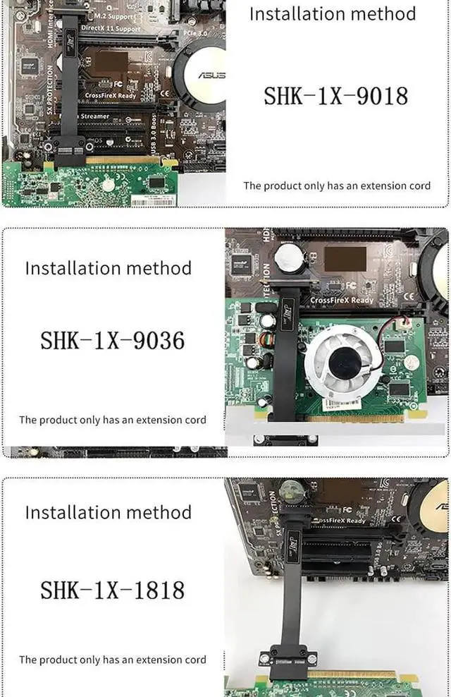 Alt view image 5 of 5 - JAENFONG PCI-E 3.0 1x to 1x Extension Cable High Speed Universal PCI Express 1x Riser Card Ribbon Extender SHK-1X 8GB/bsp Support PCI-E 1x 4X 8X 16x (25cm,SHK-1X-9036)