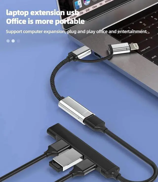 Alt view image 4 of 7 - Zoyuzan USB to Lightning Adapter OTG Cable USB-A Female Type C Male 3.0 Converter Thunderbolt Port Cord IPhone15 Pro Max ipad 10?Air4/5?Mini6?Pro 12.9 MacBook compatible