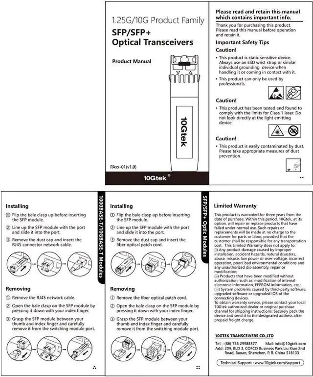 Alt view image 3 of 6 - JAENFONG 10GBase-LR SFP+ Transceiver, 10G 1310nm SMF, up to 10 km, Compatible with HPE JD094B, Ubiquiti UniFi UF-SM-10G, Mikrotik, Netgear, D-Link, Supermicro, TP-Link and More