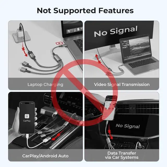 Alt view image 5 of 7 - USB C to 3 USB Adapter 1FT USBC Male to 3-Port USBA OTG Splitter Thunderbolt 4 Type C to Multiple Y Cable Converter for MacBook Pro iPhone 17 16 15 S25 PS5 Mac Flash Drive