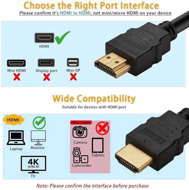 Alt view image 5 of 7 - HDMI to HDMI Cable 2.0 High Speed 4K 60Hz HDMI Adapter Male to Male Compatible with Camera Camcorder Laptops Graphics Card HDTV Tablet EOS RP/EOS 7D Mark II/XA40 4.9FT(Black)
