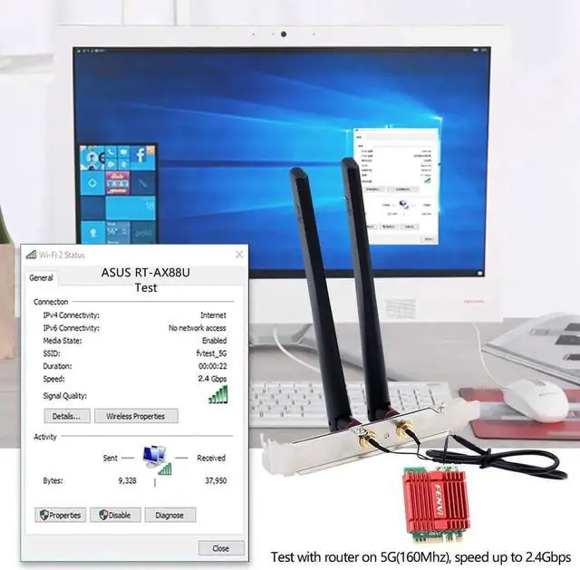 Alt view image 4 of 7 - Mini AX210NGW WiFi Card WiFi 6E M.2 2230 NGFF Desktop Kit Wireless BT 5.3 Network Adapter AX210 802.11ax Tri-Band AX5400Mbps WiFi 6GHz Band for PC Windows 11/10