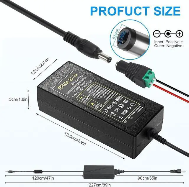 Alt view image 3 of 6 - 24V Power Supply 24V 6A Power Supply 100V-240V AC to 24V DC Power Supply with LED Terminal Connector 24 Volt 6 Amp Power Supply 5A 4A 3A 2A 1A DC Adapter with 5.5x2.1mm Jack