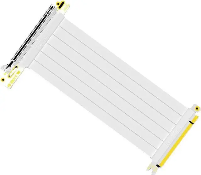 Alt view image 4 of 4 - JAENFONG 90 Degree Right Angle PCI-E 3.0 16x to 16x Extension Cable White HBZ-X16-1890B Full Speed Flexible Extender Card Universal PCI-E 16x Riser pcie Extender for BTC Bitcoin Mining (20cm)