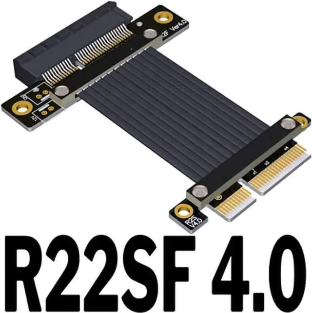 Alt view image 2 of 5 - JAENFONG PCIe 4X to 4X Riser Cable GEN4 PCI-Express 4.0 X4 Extension Cable 90/180 Degree GPU Riser Vertical Mount for USB Adapter Network Card Capture Card Bitcoin Miner (25CM,R22SF)