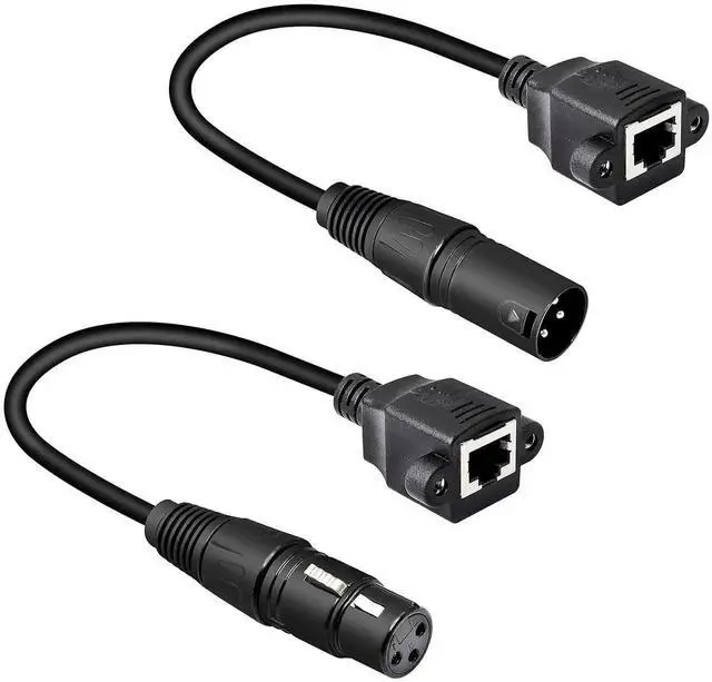 Main image of 1 Pair XLR 3pin to RJ45 Female Adapter Cable XLR Male to RJ45 Network Connector Extension Cable Use Cat5 Ethernet for DMX-CON Controller Series-1.1Ft