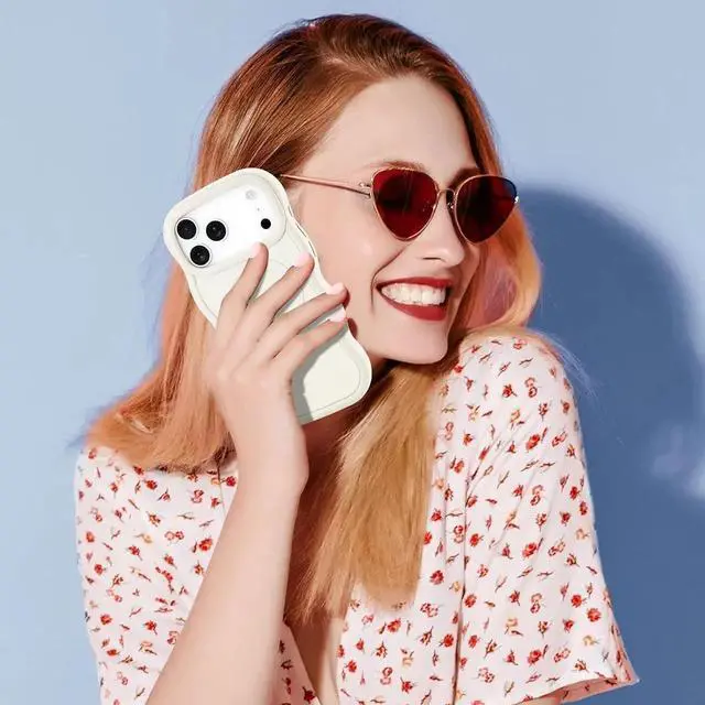 Alt view image 2 of 7 - for iPhone 17 Pro Max Case Curly Wavy Frame Hard Translucent Matte Clear Back Cover for Women Men Compatible with Magsafe TPU Bumper Shockproof Phone Case for iPhone 17 Pro Max Stone