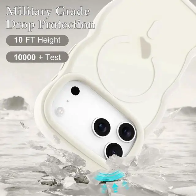 Alt view image 6 of 7 - for iPhone 17 Pro Max Case Curly Wavy Frame Hard Translucent Matte Clear Back Cover for Women Men Compatible with Magsafe TPU Bumper Shockproof Phone Case for iPhone 17 Pro Max Stone