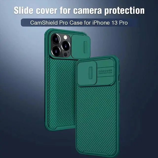 Alt view image 4 of 7 - JAENFONG Nillkin CamShield Pro Compatible with iPhone 13 Pro Case with Slide Camera Cover Protection, Hard PC Back and Soft Silicone Edge Design for iPhone 13 Pro 5G Phone Case Green