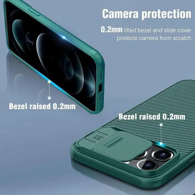 Alt view image 5 of 7 - JAENFONG Nillkin CamShield Pro Compatible with iPhone 13 Pro Case with Slide Camera Cover Protection, Hard PC Back and Soft Silicone Edge Design for iPhone 13 Pro 5G Phone Case Green