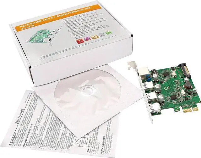 Alt view image 6 of 6 - JAENFONG Syba SD-PEX50100 3 Port USB 3.1 Gen 1 and Gigabit Ethernet PCI-e 2.0 x1 Card