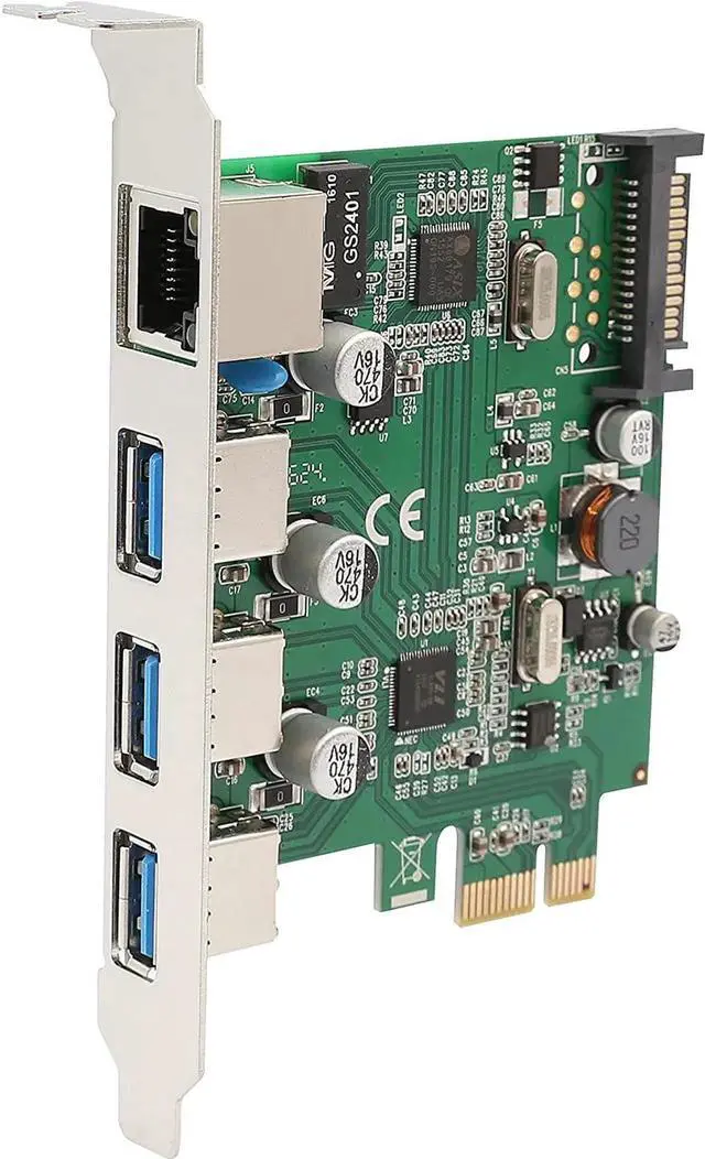 Alt view image 5 of 6 - JAENFONG Syba SD-PEX50100 3 Port USB 3.1 Gen 1 and Gigabit Ethernet PCI-e 2.0 x1 Card