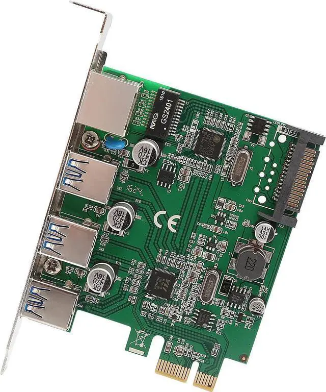 Main image of JAENFONG Syba SD-PEX50100 3 Port USB 3.1 Gen 1 and Gigabit Ethernet PCI-e 2.0 x1 Card