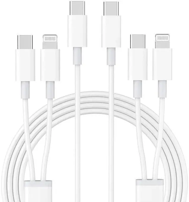 Main image of 2 in 1 USB C to USB C/Lightning Cable Compatible for iPhone 16 15 14 13 12 11 XS XR X 2 Pack 60W Type C Multiple Charging with Lightning/Type C Port iPhone Charger Cord Fast Charging Cable 6FT