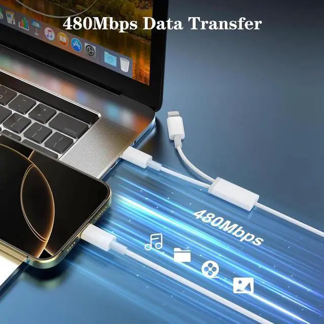 Alt view image 6 of 7 - 2 in 1 USB C to USB C/Lightning Cable Compatible for iPhone 16 15 14 13 12 11 XS XR X 2 Pack 60W Type C Multiple Charging with Lightning/Type C Port iPhone Charger Cord Fast Charging Cable 6FT