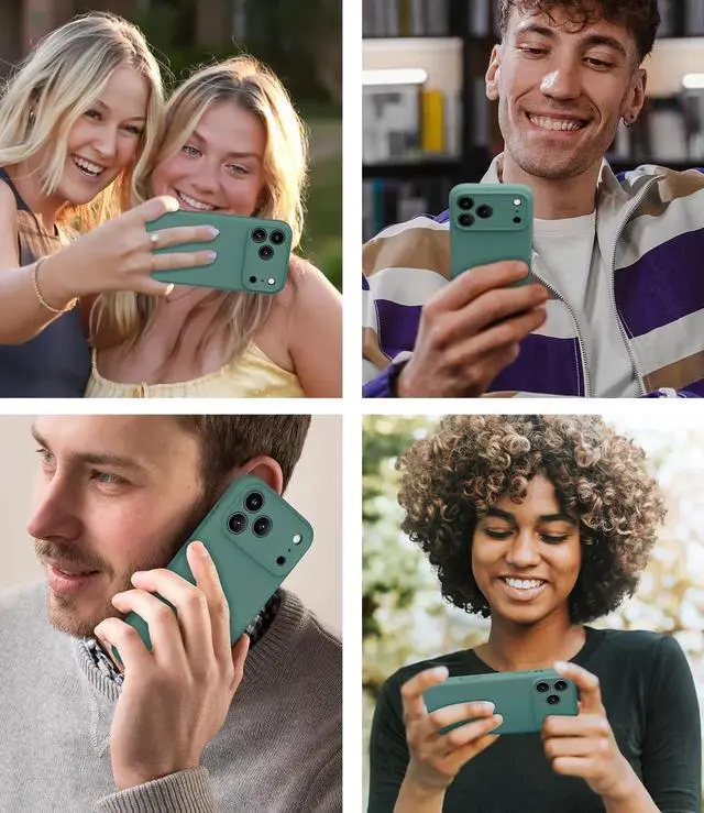 Alt view image 6 of 7 - Magnetic for iPhone 17 Pro Case Compatible with Magsafe Classic Liquid Silicone Mobile Phone Case Integrated Camera Control Button Anti-Scratch Microfiber Lining Pine Green