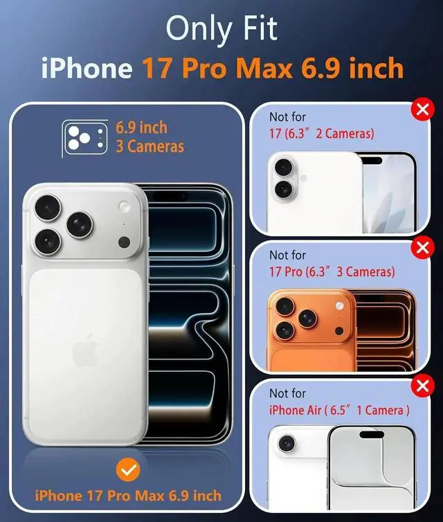 Alt view image 5 of 7 - for iPhone 17 Pro-Max Case: Magnetic Transparent Phone Cases with Screen Protector Slim Military Grade Drop Protection Rugged Shockproof Protective Cell Phone Cover (A-Clear)