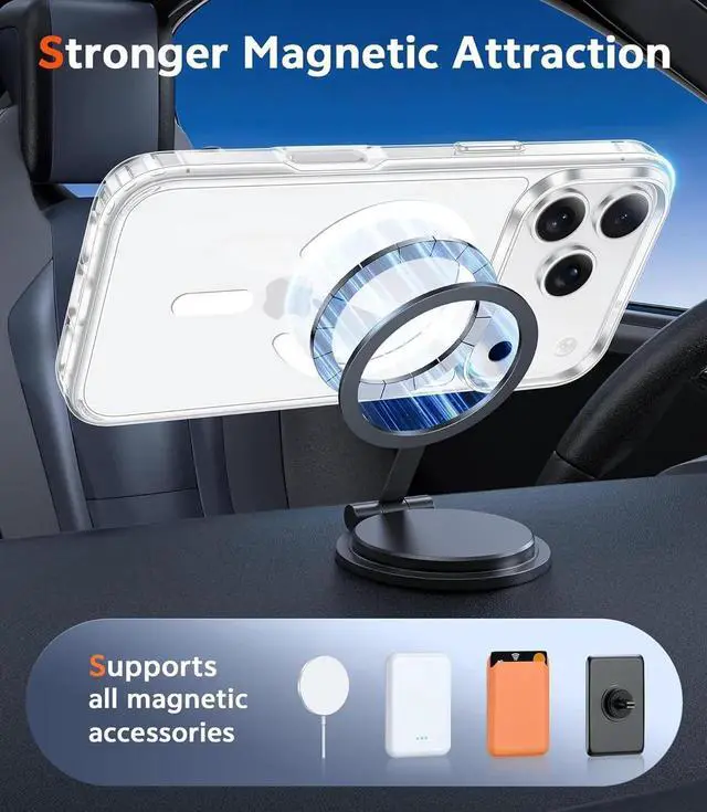 Alt view image 7 of 7 - for iPhone 17 Pro-Max Case: Magnetic Transparent Phone Cases with Screen Protector Slim Military Grade Drop Protection Rugged Shockproof Protective Cell Phone Cover (A-Clear)