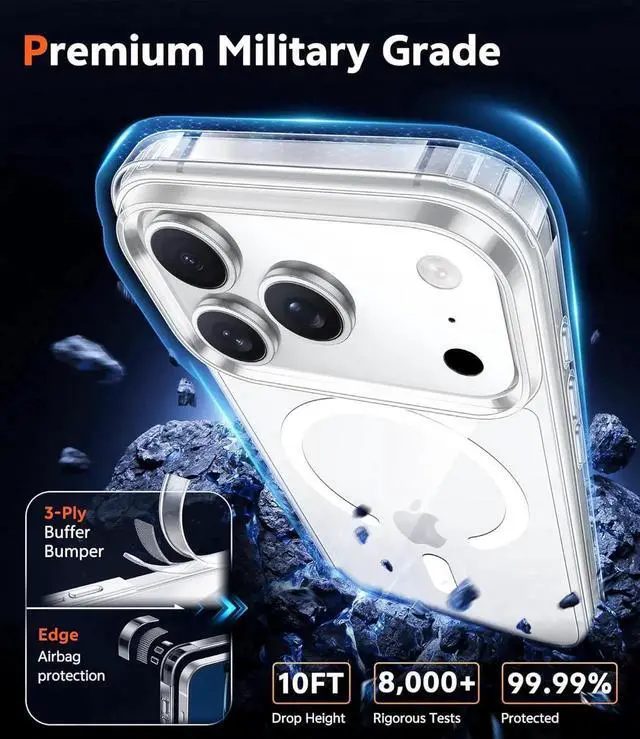 Alt view image 6 of 7 - for iPhone 17 Pro-Max Case: Magnetic Transparent Phone Cases with Screen Protector Slim Military Grade Drop Protection Rugged Shockproof Protective Cell Phone Cover (A-Clear)