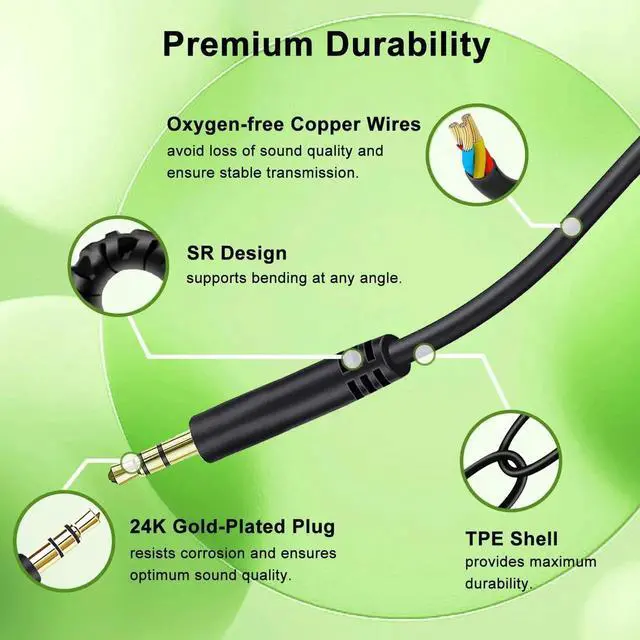 Alt view image 3 of 7 - Beats Replacement Headphone Cord 3.5mm Male to 3.5mm Male Audio Cable Headset Aux Cable Wire Compatible with Beats Solo2 Solo3 Studio3 Wireless Sony WH-1000XM4 WH-1000XM5 WH-CH720N Headphones (No Mic)