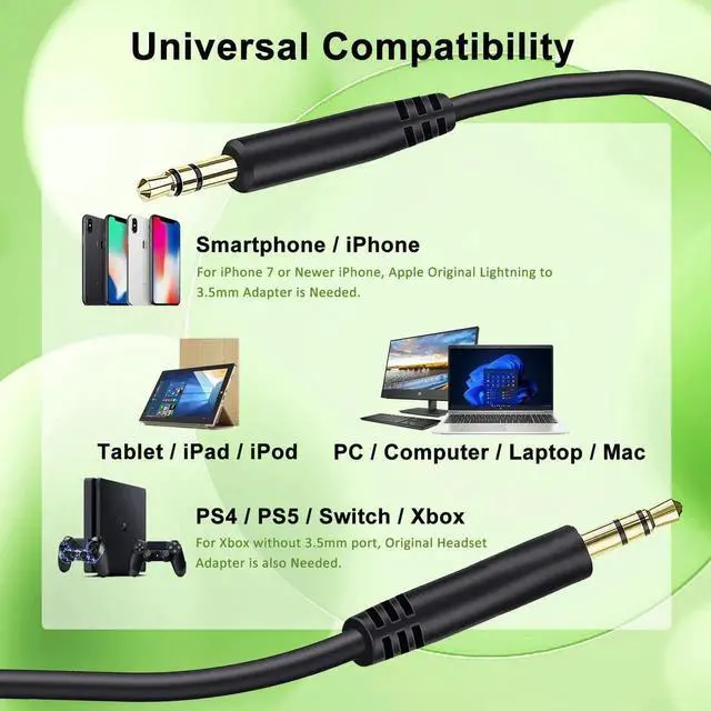 Alt view image 4 of 7 - Beats Replacement Headphone Cord 3.5mm Male to 3.5mm Male Audio Cable Headset Aux Cable Wire Compatible with Beats Solo2 Solo3 Studio3 Wireless Sony WH-1000XM4 WH-1000XM5 WH-CH720N Headphones (No Mic)