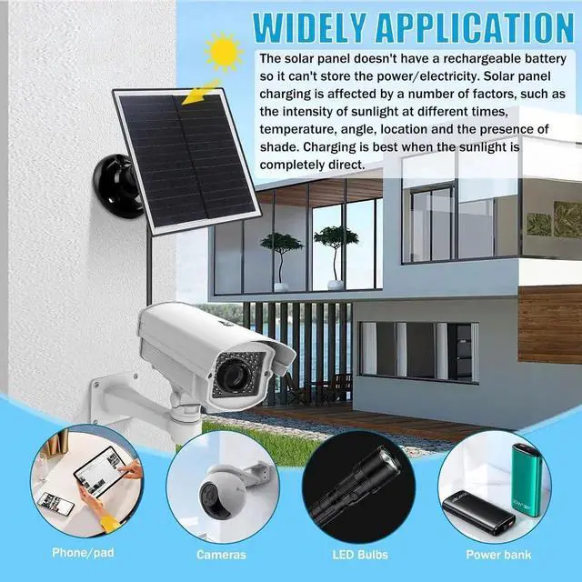 Alt view image 3 of 7 - Solar Charger DIY Battery Solar Panel 6W 5V IP65 Waterproof with Micro USB Cable for Outdoor CCTV Surveillance Cameras