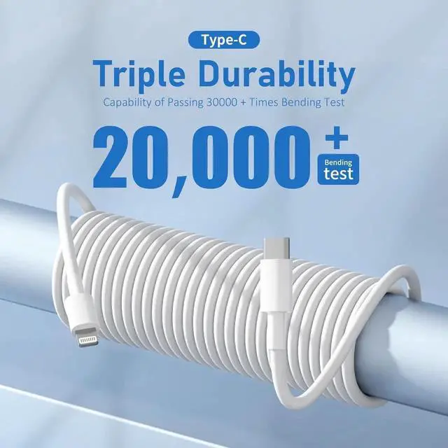 Alt view image 3 of 7 - USB C to Lightning Cable MFi Certified 5 Pack/6 FT iPhone Charger Fast Charging White Flow Silicone Cord for iPhone 14 13 12 11 Pro Max Xr Xs 8