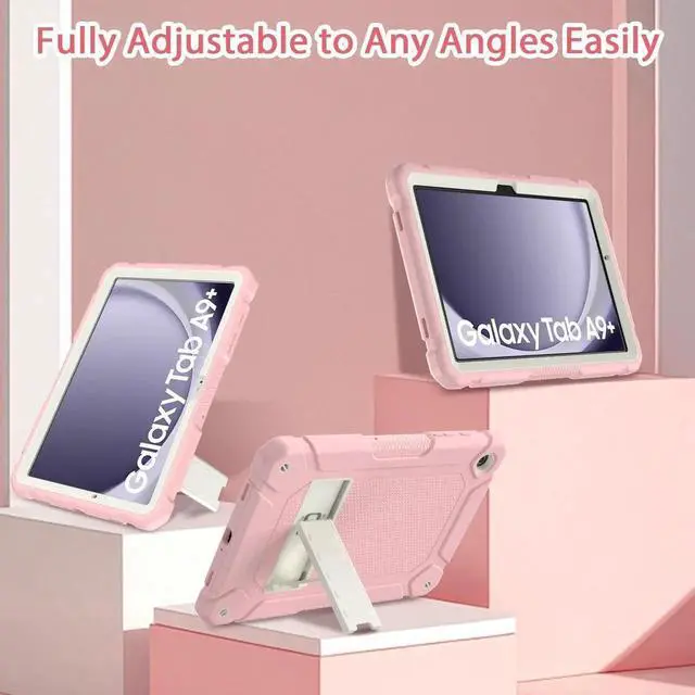 Alt view image 7 of 7 - for Galaxy Tab A9+ Plus Case 11 Inch 2023 (SM-X210/X216/X218) Heavy Duty Shockproof Protective Galaxy Tab A9+/A9 Plus Tablet Case Pink
