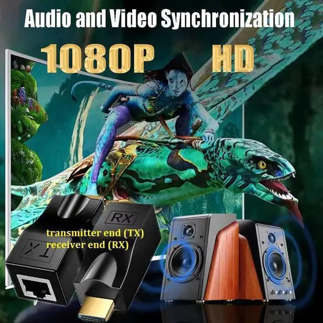 Alt view image 6 of 7 - HDMI Extender Adapter Over Cat5e/6 (1pair) HDMI Repeater to RJ45 Ethernet Network Converter 4k HD 1080p UP to 30m/98ft for HDTV Set-top Boxes DVD PS4 STB Black