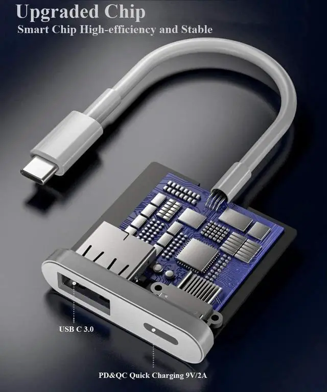 Alt view image 6 of 7 - USB C OTG Adapter with Power 2 in 1 USB C to USB Female with 60W PD Charging Adapter Compatible with iPhone 15/15Pro iPad Pro Galaxy S24/S23/S22/S21 Pixel 8/7/6 Google Chromecast with Google TV