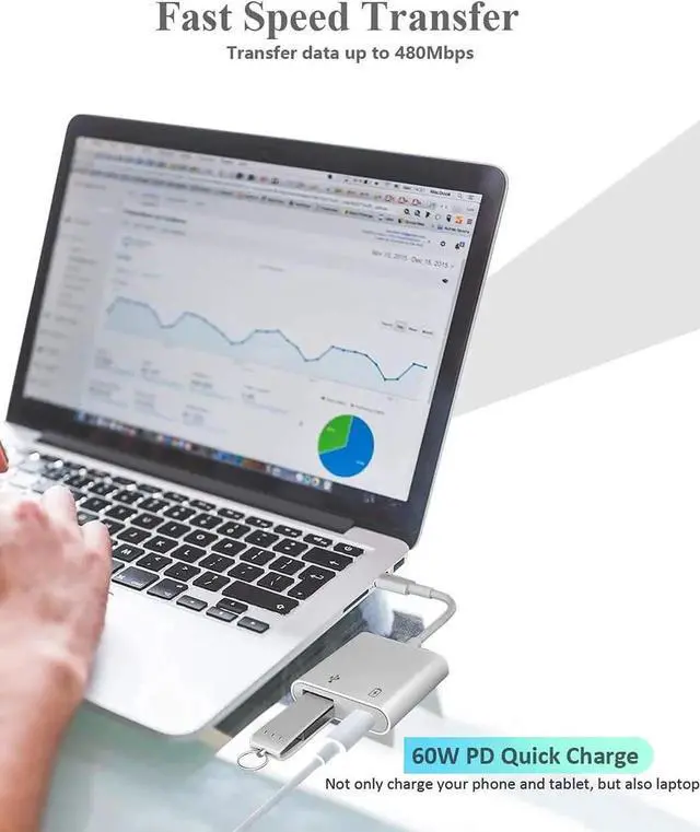 Alt view image 5 of 7 - USB C OTG Adapter with Power 2 in 1 USB C to USB Female with 60W PD Charging Adapter Compatible with iPhone 15/15Pro iPad Pro Galaxy S24/S23/S22/S21 Pixel 8/7/6 Google Chromecast with Google TV